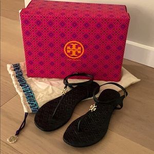 Black Tory Burch Marion Quilted Sandal
